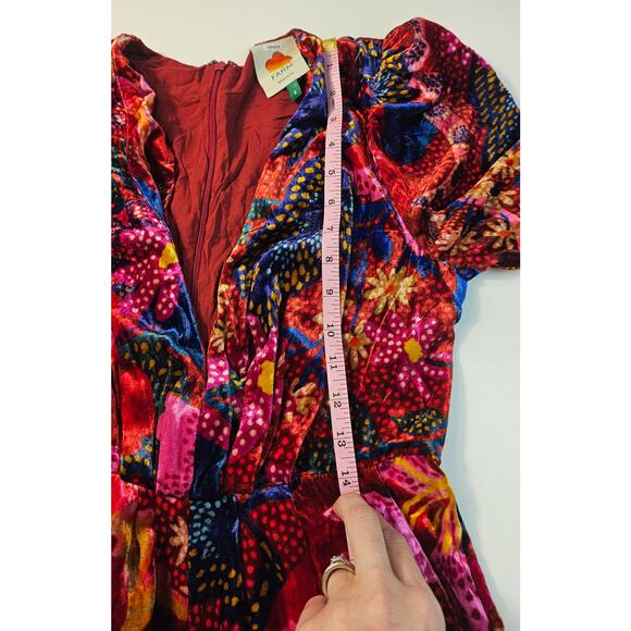Farm rio snake garden red velour floral bright jumpsuit long sleeve winter S - Picture 8 of 14